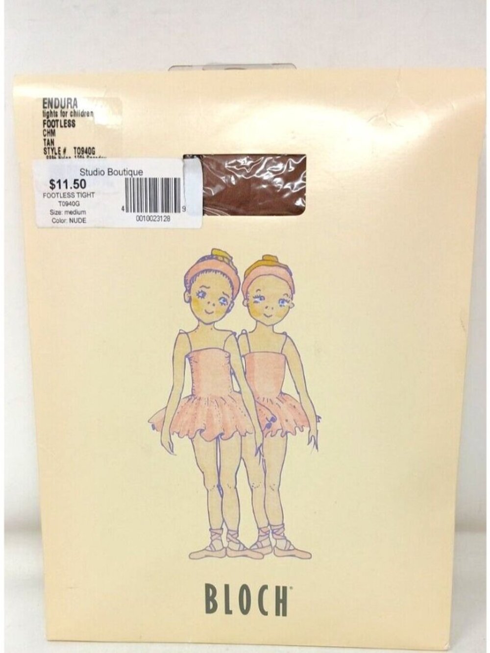 Child's Tan Medium 6-8 Bloch Endura Footless Dance Tights T0940G NIP CHM #D-14